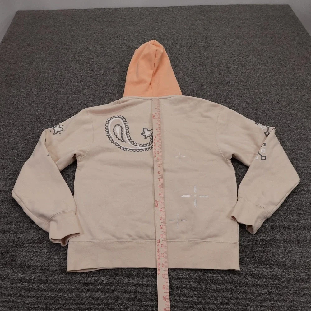 Jordan Hoodie Mens Small Beige Why Not Graphic Paisley Peach Pullover Fleece